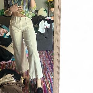 PAIGE Cream Wide-Leg Pants